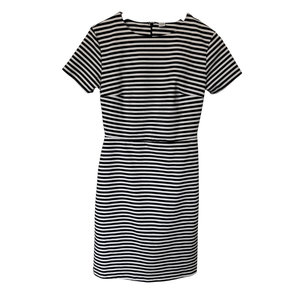 Old Navy Striped Sheath Dress Womens XS Black White Excellent Short Sleeve Crew